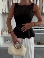 Unicolor Knit Ruffle Blouse - Soft Texture. Playful Detail. Everyday Elegance.