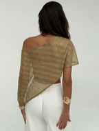 Sequin-Embellished Shawl - Earth Tone Warmth. Midnight Shimmer.