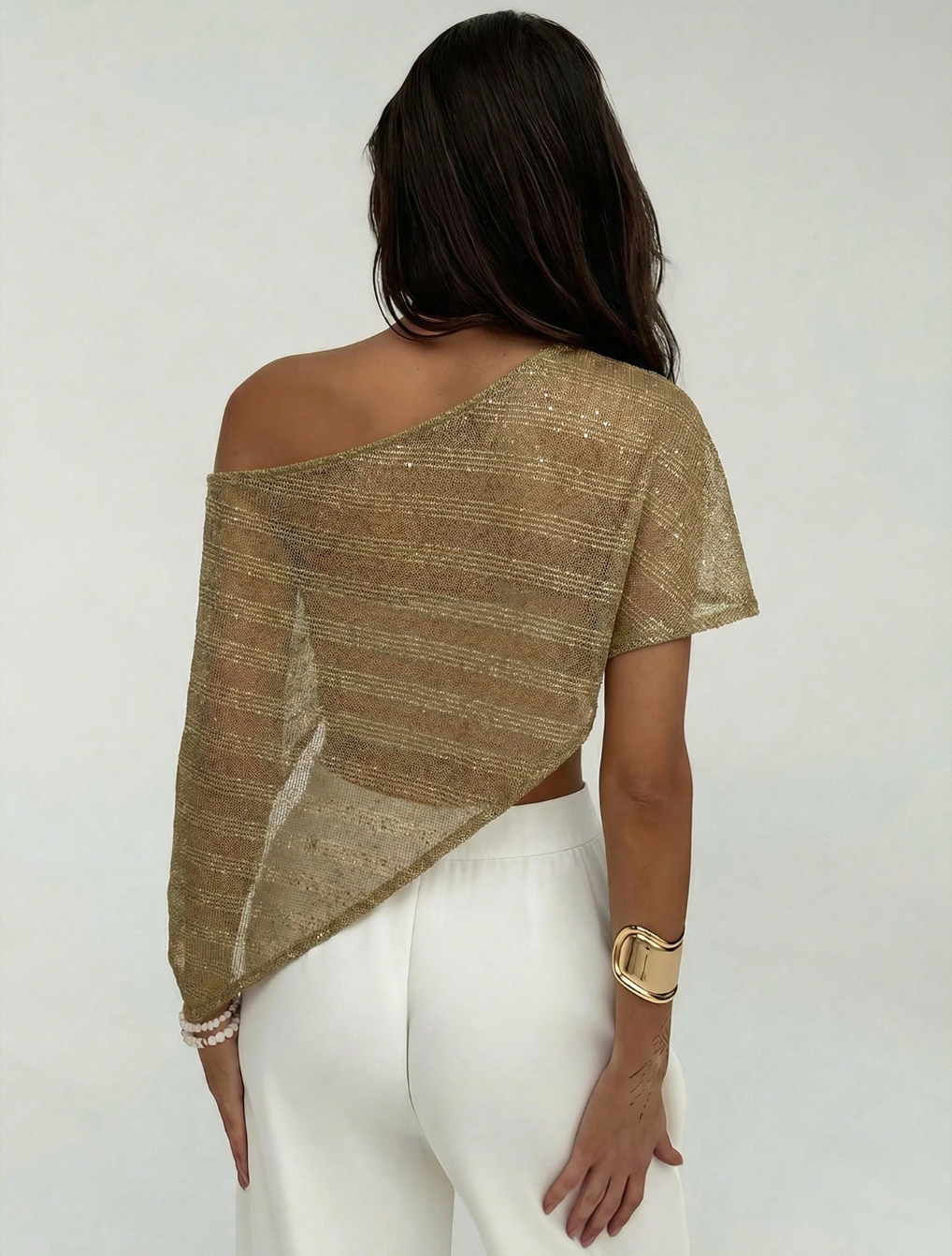 Sequin-Embellished Shawl - Earth Tone Warmth. Midnight Shimmer.