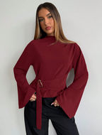 Espresso Bell-Sleeve Blouse - Rich Tones. Dramatic Sleeves. Pure Sophistication.