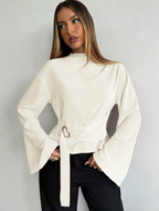 Espresso Bell-Sleeve Blouse - Rich Tones. Dramatic Sleeves. Pure Sophistication.
