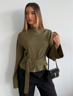 Espresso Bell-Sleeve Blouse - Rich Tones. Dramatic Sleeves. Pure Sophistication.